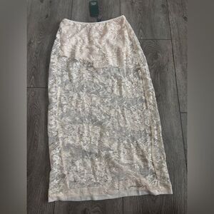 Wild fable Elegant Cream Lace sequince Skirt